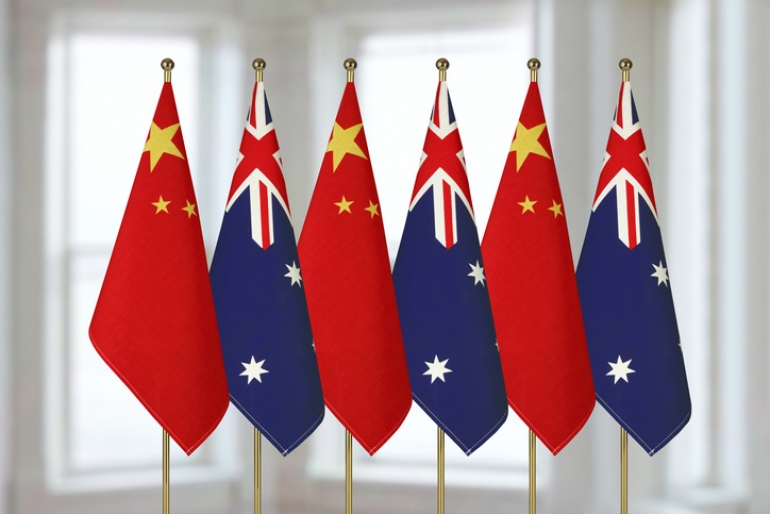 China and Australia's national flags