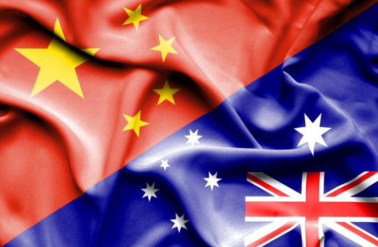 Australia and China flag combined into one picture 
