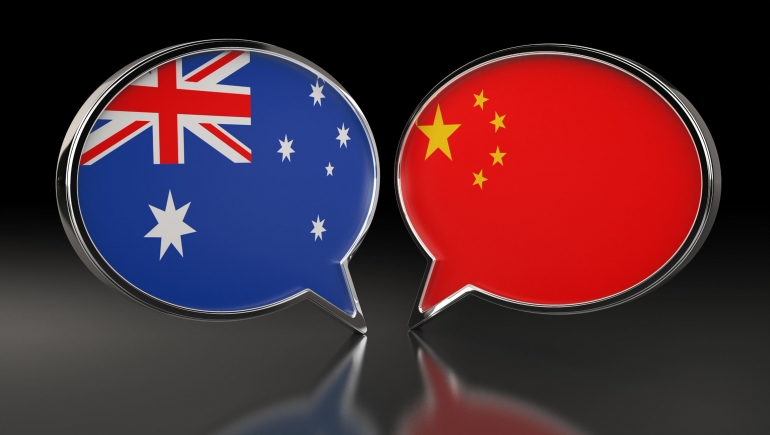 China and Australia in thought bubbles 