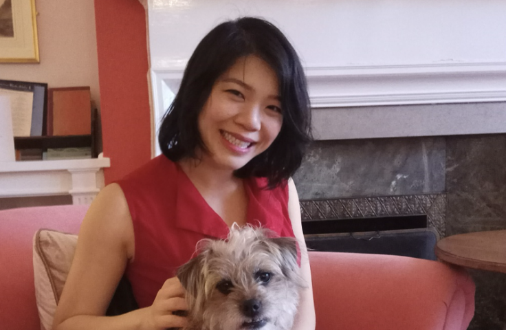 Professor Mimi Zou w her dog 