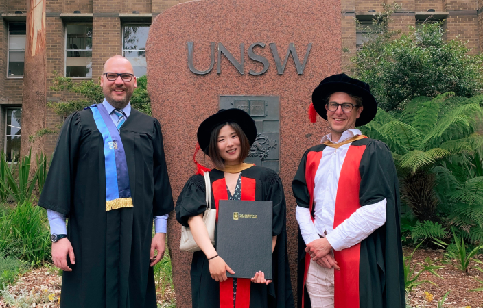 Dan Xie graduation photo with supervisors