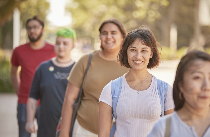 undergraduate students walking